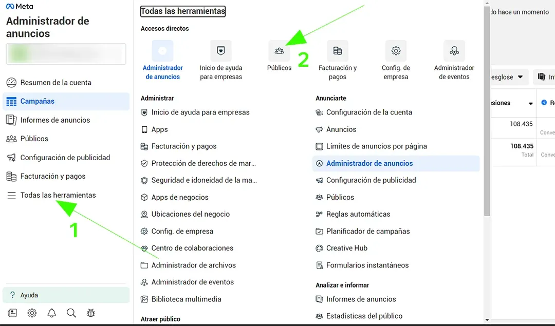 administrador de anuncios facebook publicos todas las herramientas