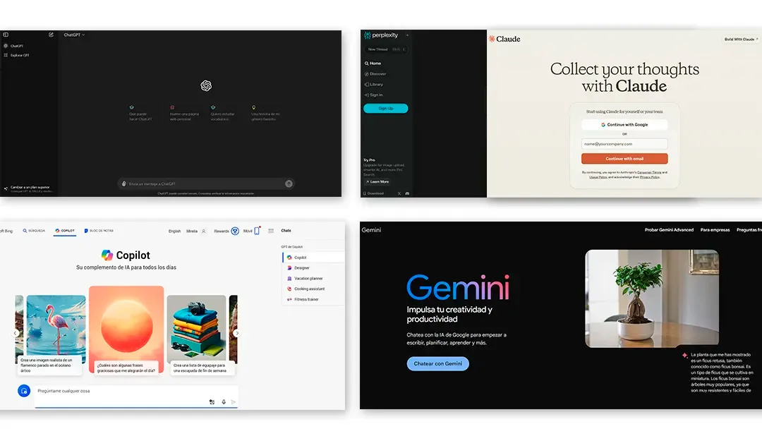 Varios dashboards de diferentes IA