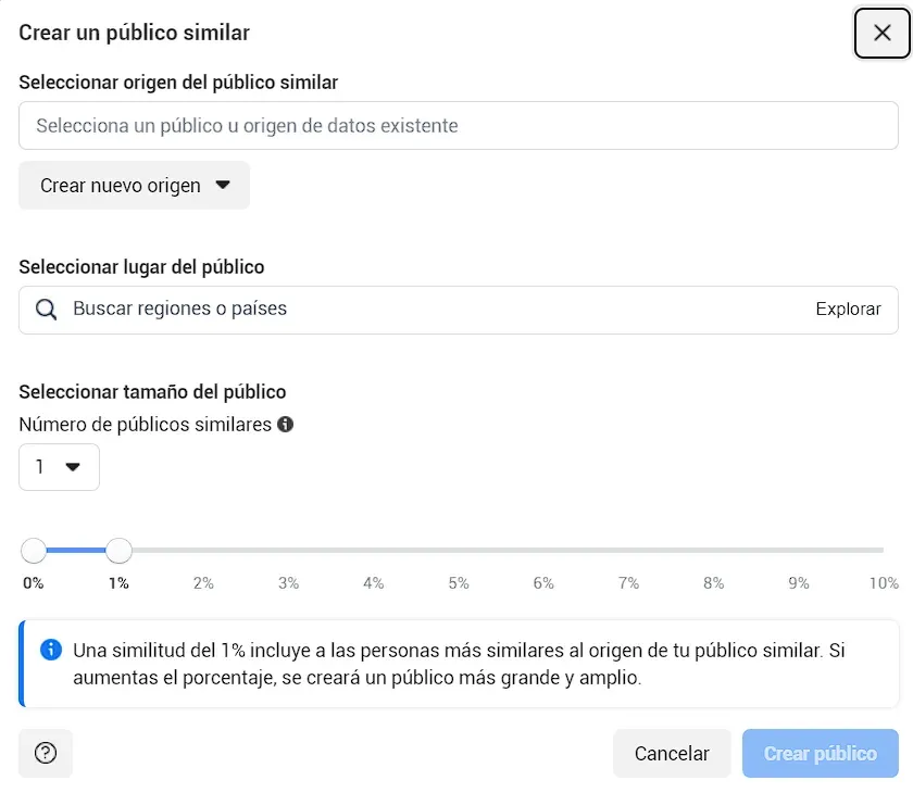 facebook publicos personalizados crear publico similar