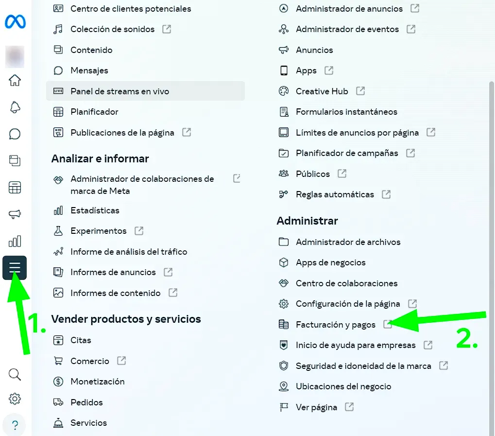 facturacion y pagos facebook