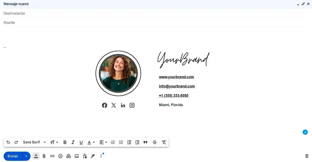 gmail selecciona tu firma para su uso