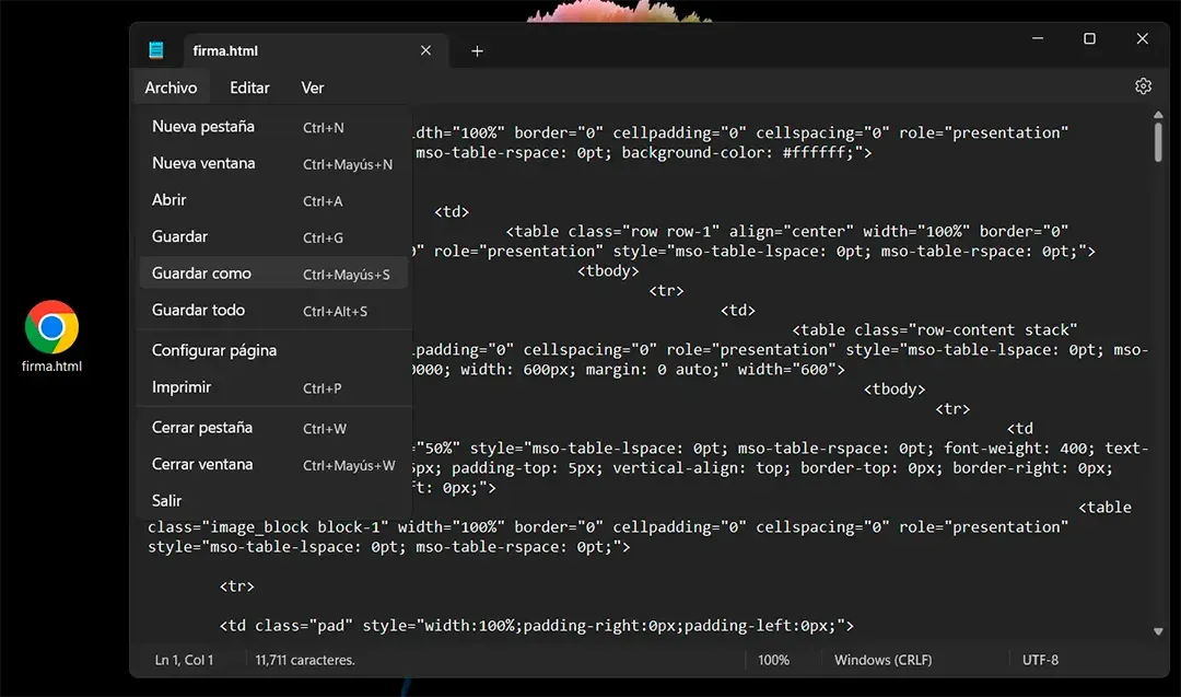 guardar firma como html