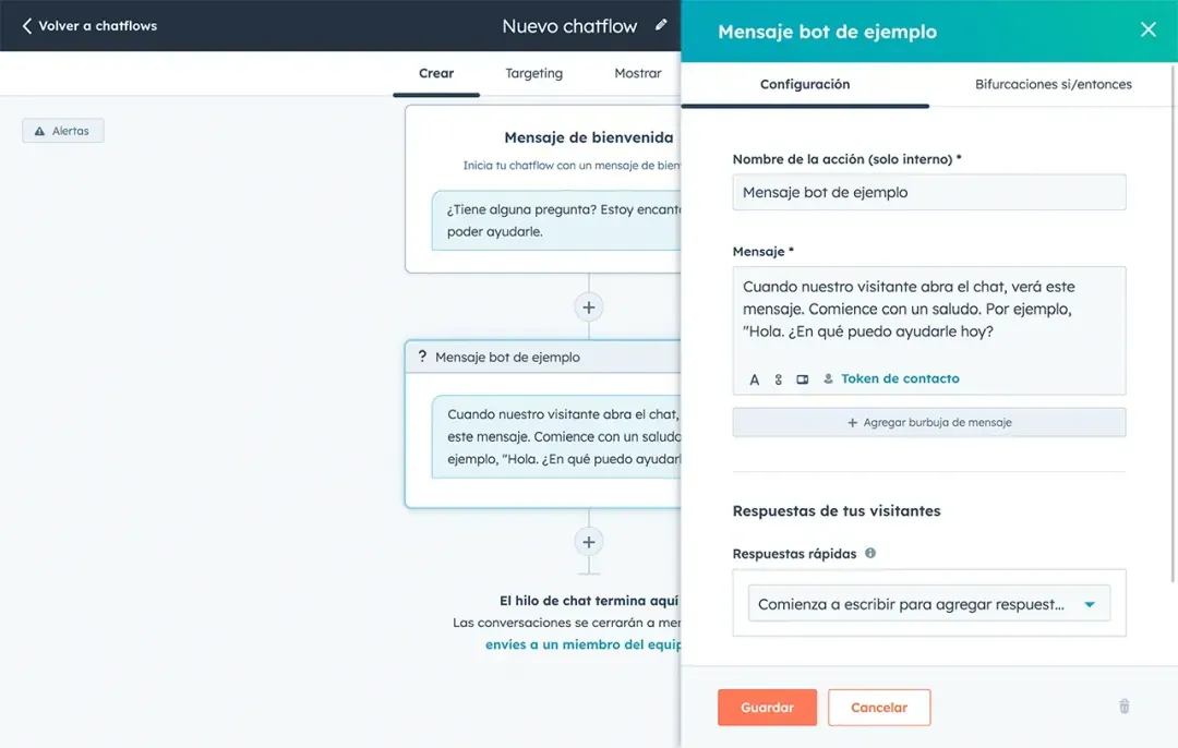 hubspot crear chatbot edición