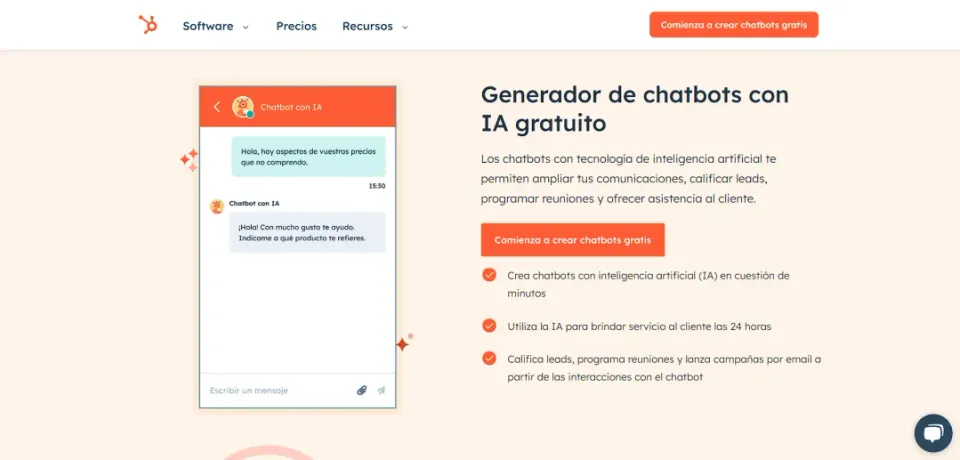 hubspot pagina para crear chatbots