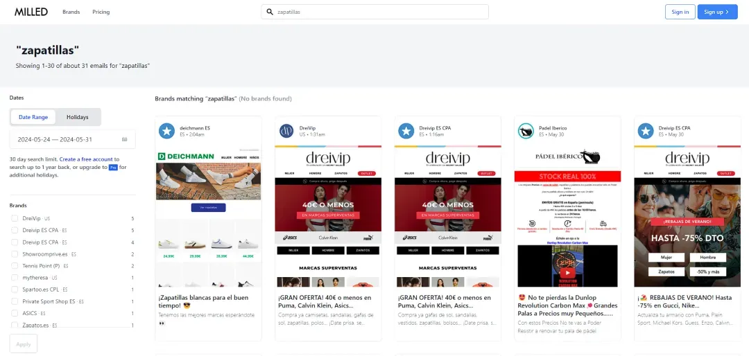 pagina web milled.com busquedas