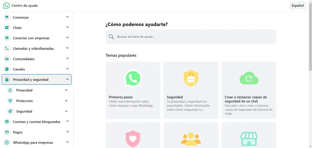 pagina web ayuda whatsapp