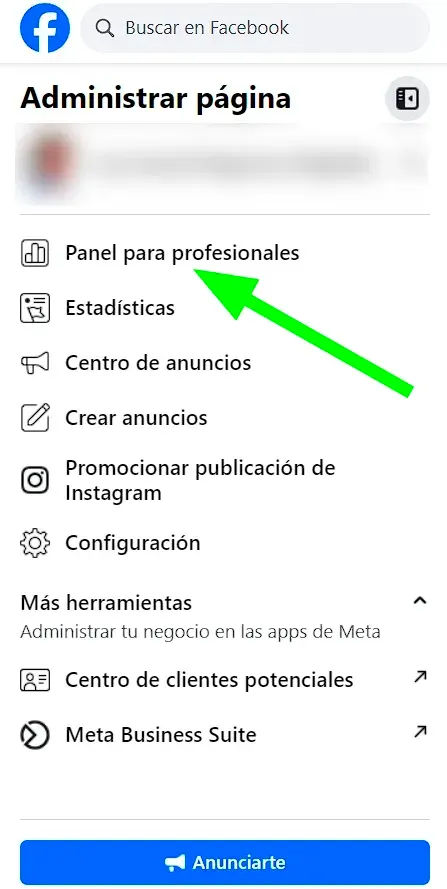 panel para profesionales facebook